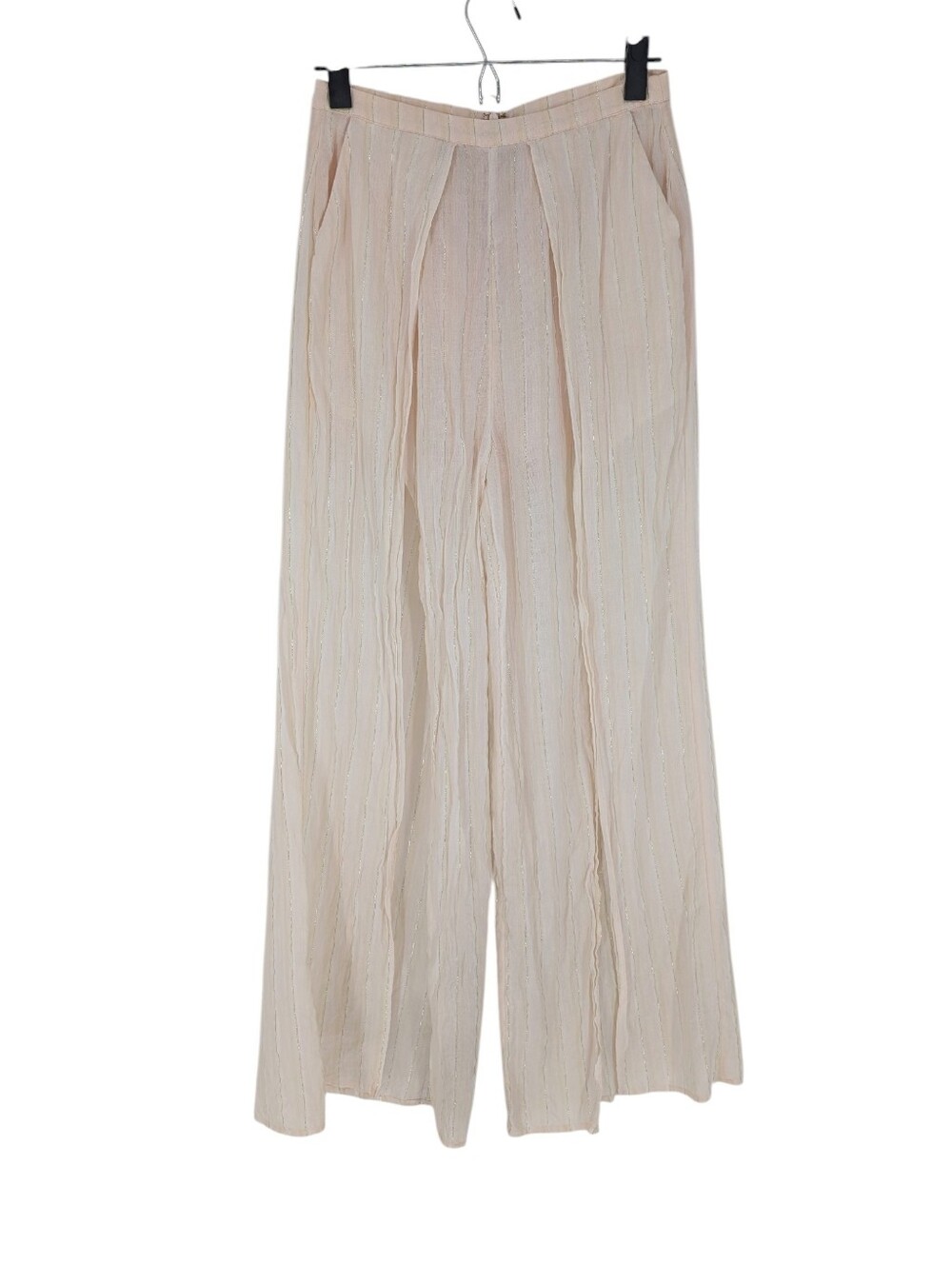 Beach Bunny Ramsey Pants Metallic Stripe Wide Leg Cover Up cotton Swim Small - Picture 2 of 8